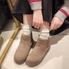 Модные зимние женские теплые короткие плюшевые сноубутсы 2024 повседневная обувь новые замшевые меховые ботильоны челси на плоской платформе женская обувь боты