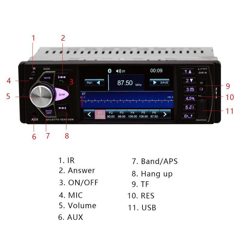 4.1'' Автомагнитола 1Din Аудио Стерео FM Bluetooth Пульт ДУ на руле Автопроигрыватель
