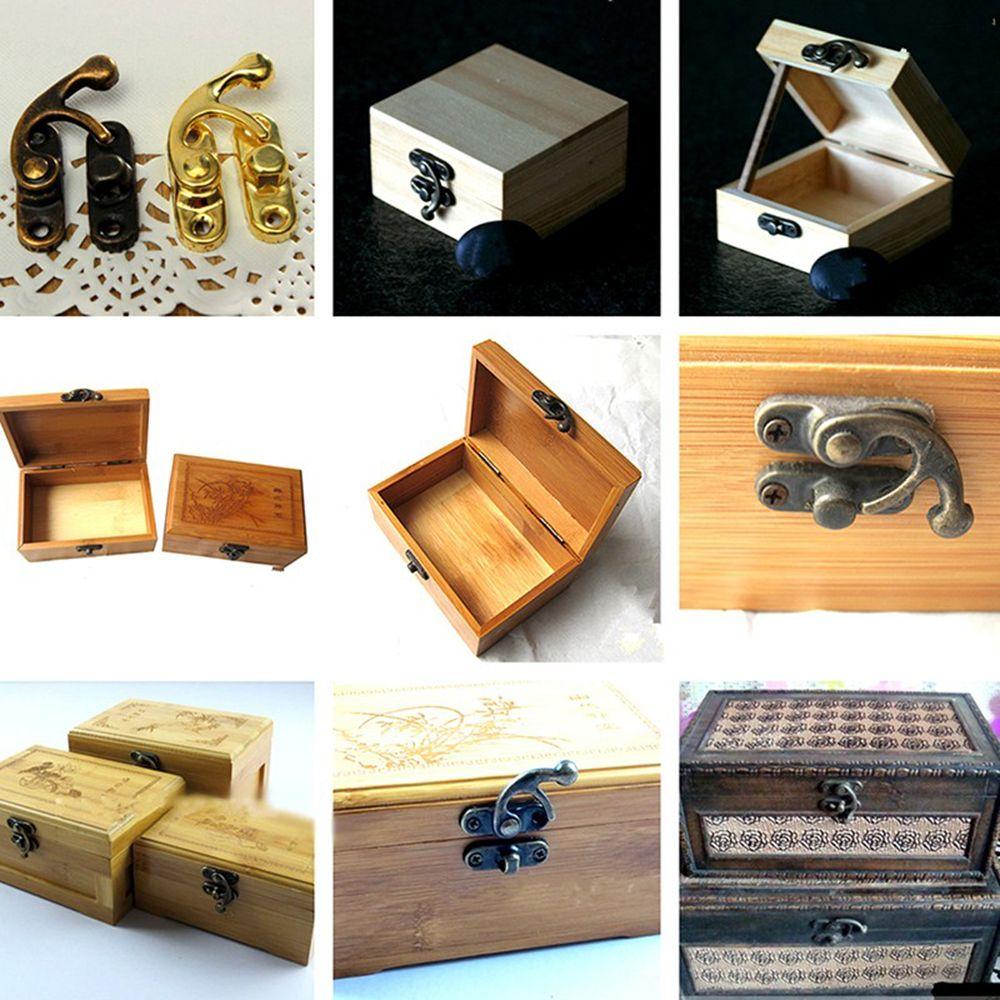 10PCS Mini Leather Bag Wooden Box Hasp With Screws Decorative Latch Padlock Clasps Lock