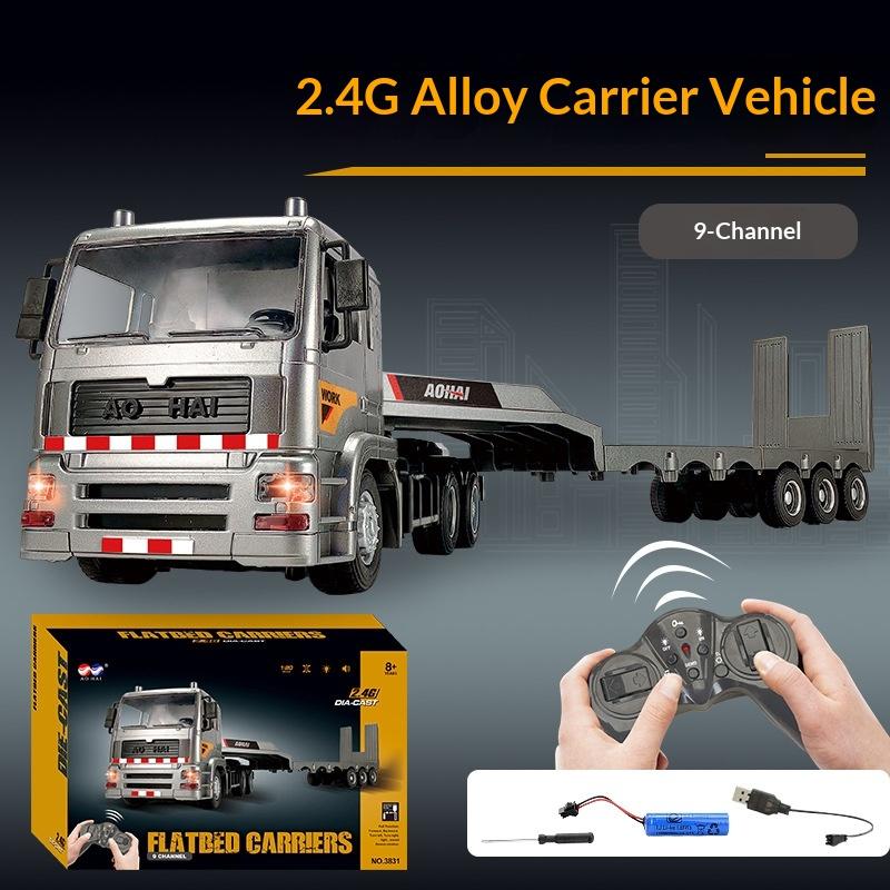 New Product 1:18 Scale 2.4G Remote Control Simulation Alloy Flat Truck Trailer Remote Control Boys' Holiday Gifts Toy