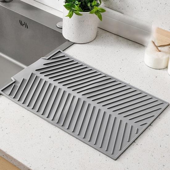 Силиконовый коврик для слива воды для кухонной стойки, нескользящий, термостойкий, сушильный коврик
