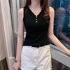 Женский вязаный топ-майка с V-образным вырезом из ледяного шелка: Летняя одежда в корейском стиле: верхняя и нижняя одежда без рукавов