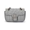 GG Marmont Серебряный Логотип Цепь Сумка на Плечо Стеганая Кожа Crossbody Мини Женские сумки Серый 446744-UM8AN-1711