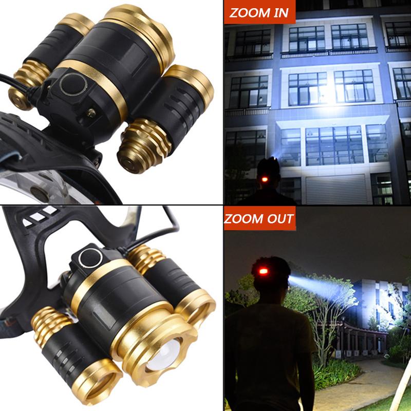 Светодиодные фары с возможностью масштабирования и регулировкой 1 * T6 и; 2 * Q5 USB аккумуляторная лампа налобного света с аккумулятором 18650