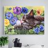 Cross Stitch DIY Diamond Embroidery Cat In The Flower Full Round Diamond Painting Mosaic Home Decor