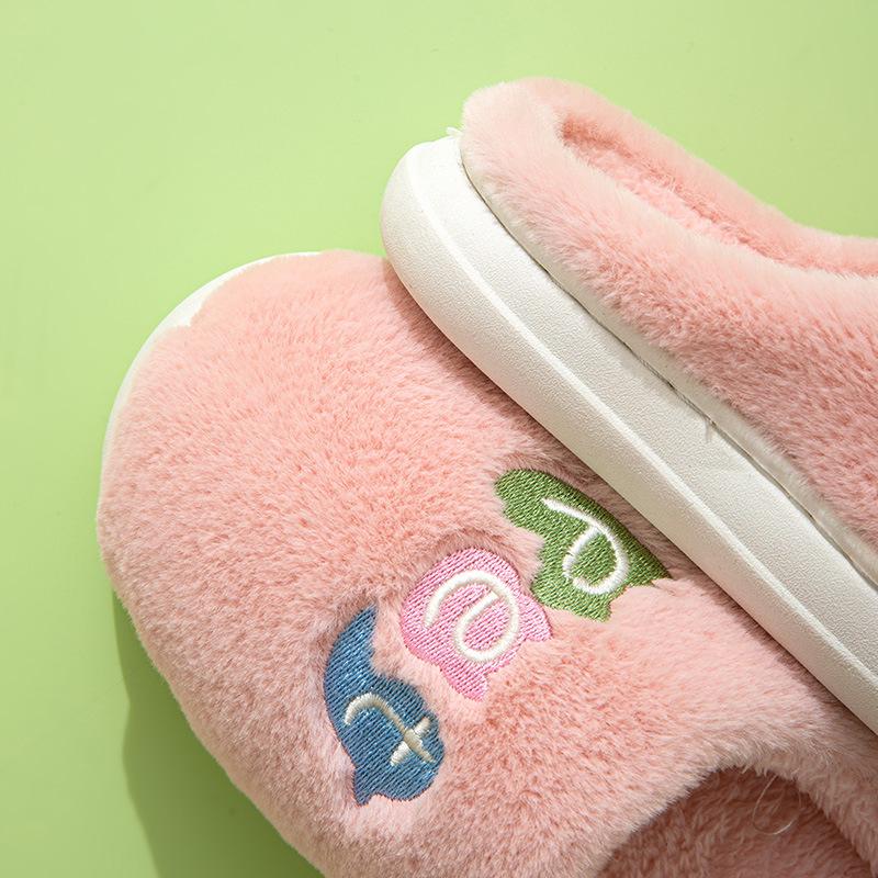 Женские хлопковые тапочки на осень и зиму, простая толстая подошва с плюшевой изоляцией, домашняя обувь для пар, мохнатые тапочки для мужчин