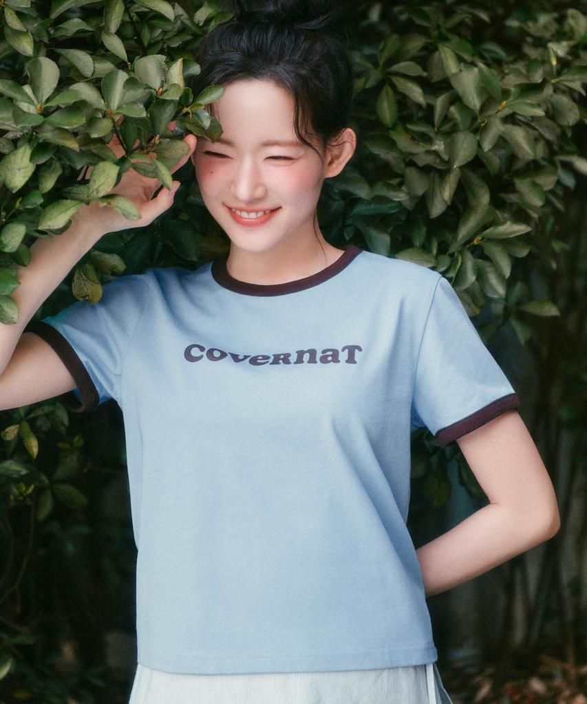 COVERNAT WOMAN Cooper Logo Ringer T-Shirt Off White