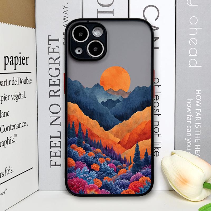Чехол для телефона "Горная лесная деревня" для IPhone 13 12 Mini 16 15 11 14 Pro Max 7 8 Plus SE X XS Ударопрочный чехол Пейзаж с подсолнухами