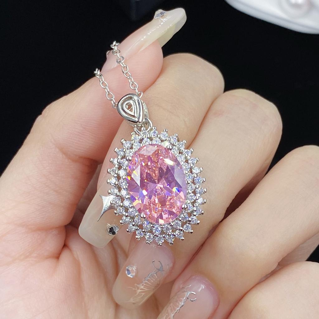 BELLA BOX Palace Style Luxury Simulation Pink Tourmaline Pendant Suitable For Women's Daily Party Fashion Jewelry