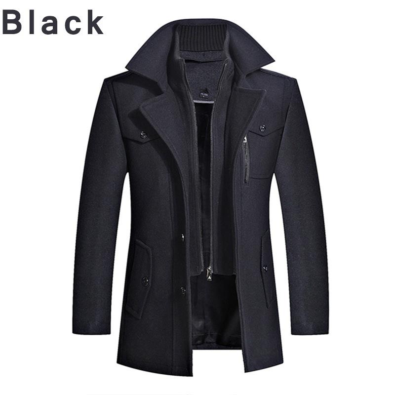 Winter Trench Coat for Men Fashion Mens Jackets Version of Woolen Men's Jacket Double Collar Warm Woolen Coat