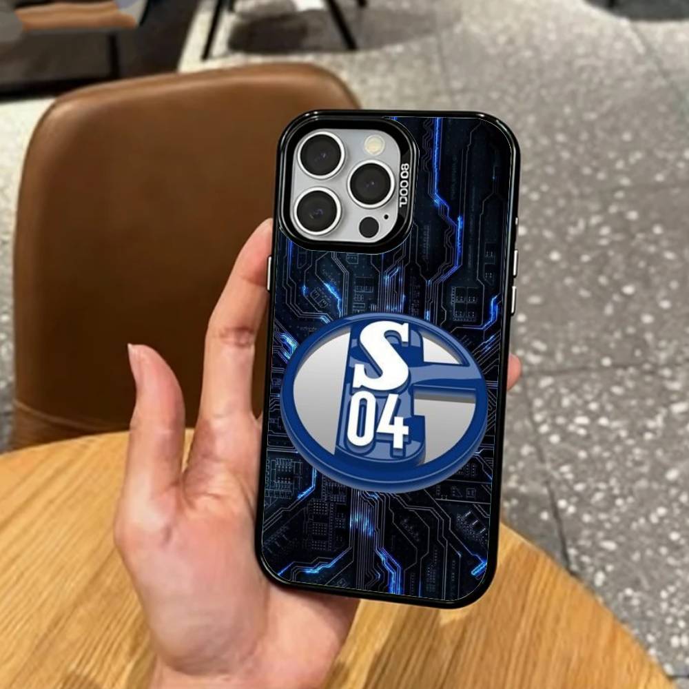 Классический S-Schalke-es 04 P-Узор Чехол для телефона для iPhone17,16,15,14,13,12,11 Plus,Pro Max Цветной Посеребренный Внутренний Чехол