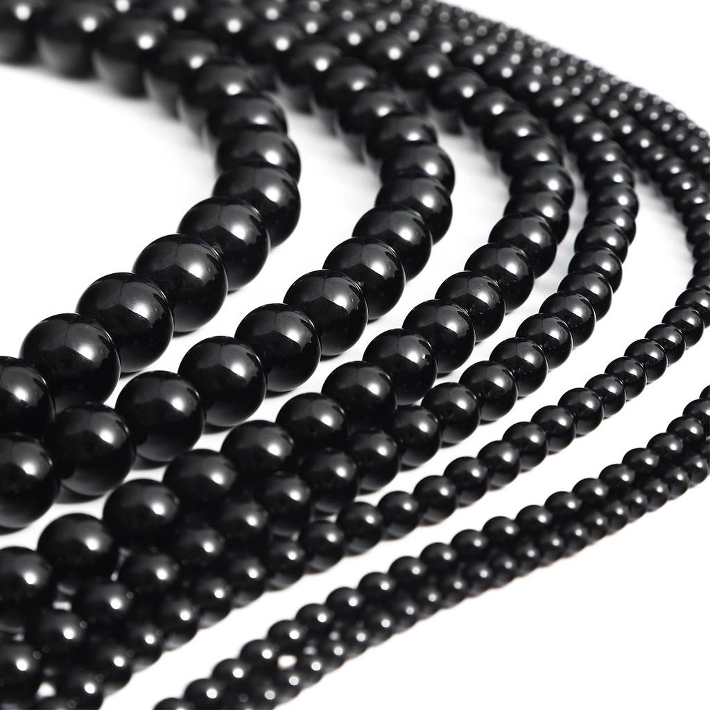 4-14 мм/28-92 шт. натуральный черный агат круглые бусины для изготовления ювелирных изделий DIY браслет ожерелье