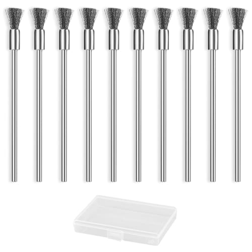 EsiFare Stainless Steel Pen-Shaped Wire Brushes, 10 Pieces, for Rust Removal, Brush-Shaped Brushes, Extension Stainless Steel Brushes, Rust and Paint