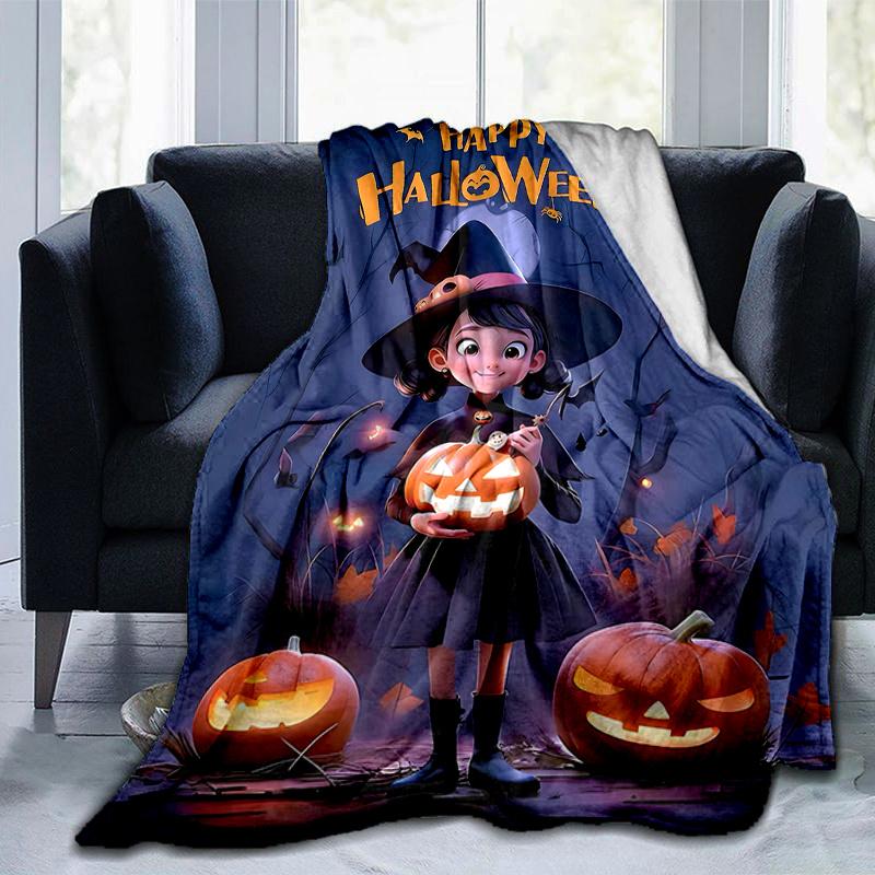 1pc Witch Moon Halloween Pumpkin Blanket Soft Throw for Room Decor, Perfect Gift Idea, Living Room, Travel, Camping, Car Blankets