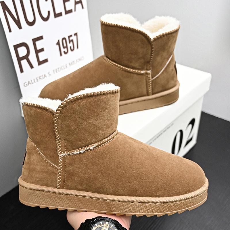 2025 Популярные в Douyin мужские зимние бархатные теплые высокие хлопковые ботинки, мужские уличные холодостойкие ботинки-хлебцы