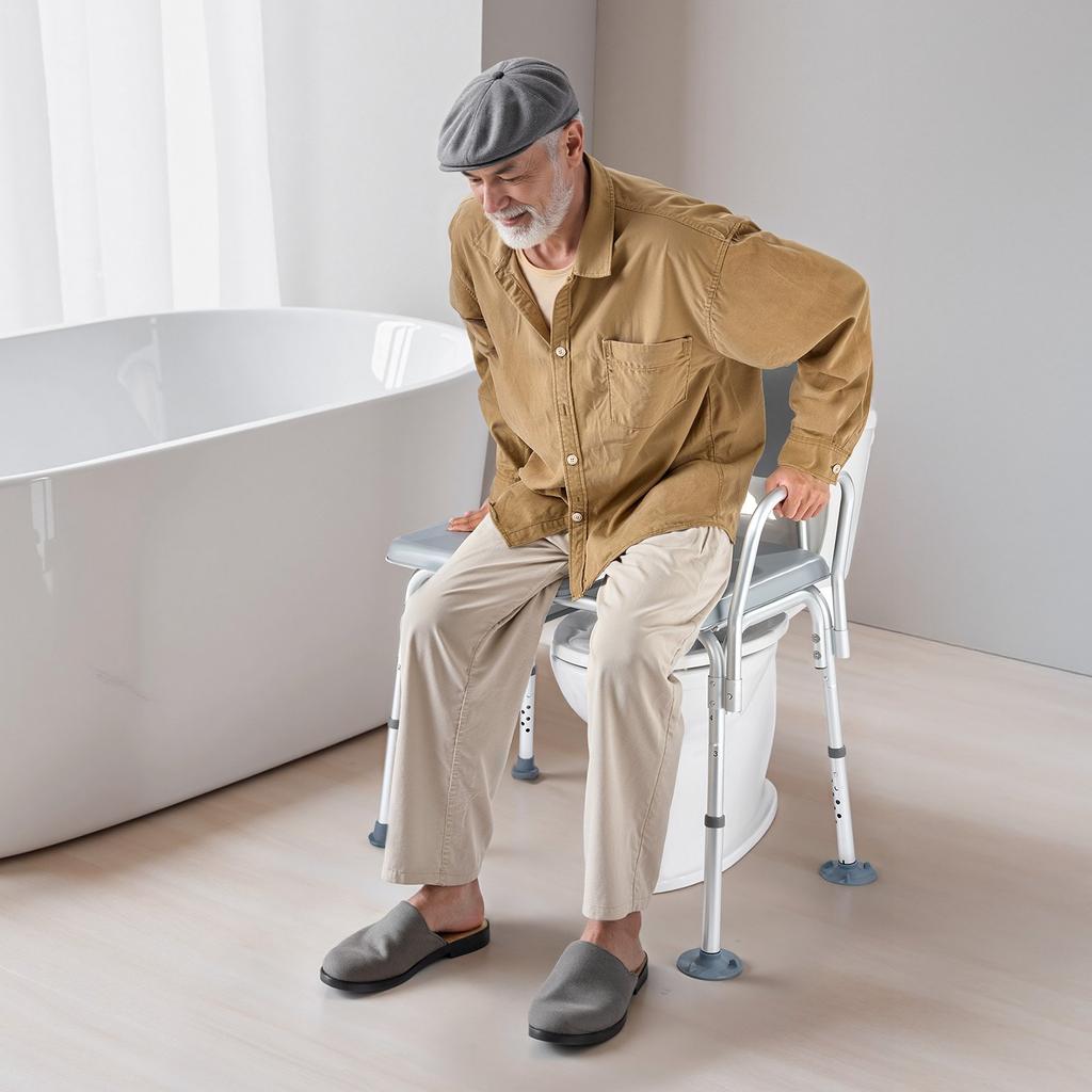 VEVOR Bedside Commode Chair, 227 kg Weight Capacity, 4-in-1 Portable Toilet and Raised Toilet Seat with Padded Seat and Backrest