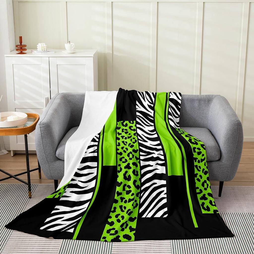 Feelyou Leopard Zebra Plush Throw Blanket x Kids Cheetah Pink White Black Flannel Fleece All Season Breathable Bed Blanket Anima