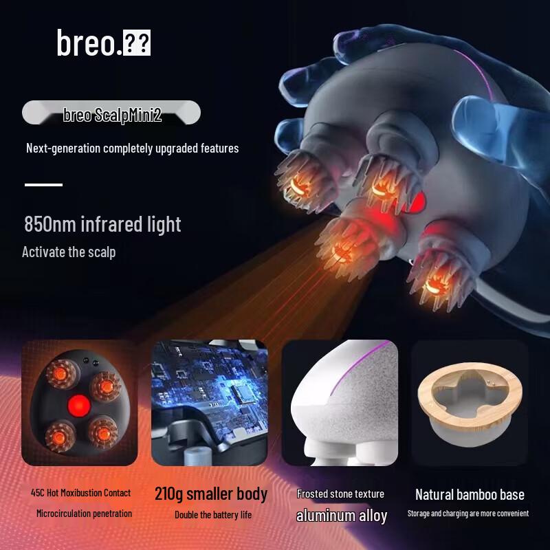 Breo Массажер для кожи головы mini 2 Водонепроницаемый Массажер для головы Вилка CN (адаптер в комплекте)