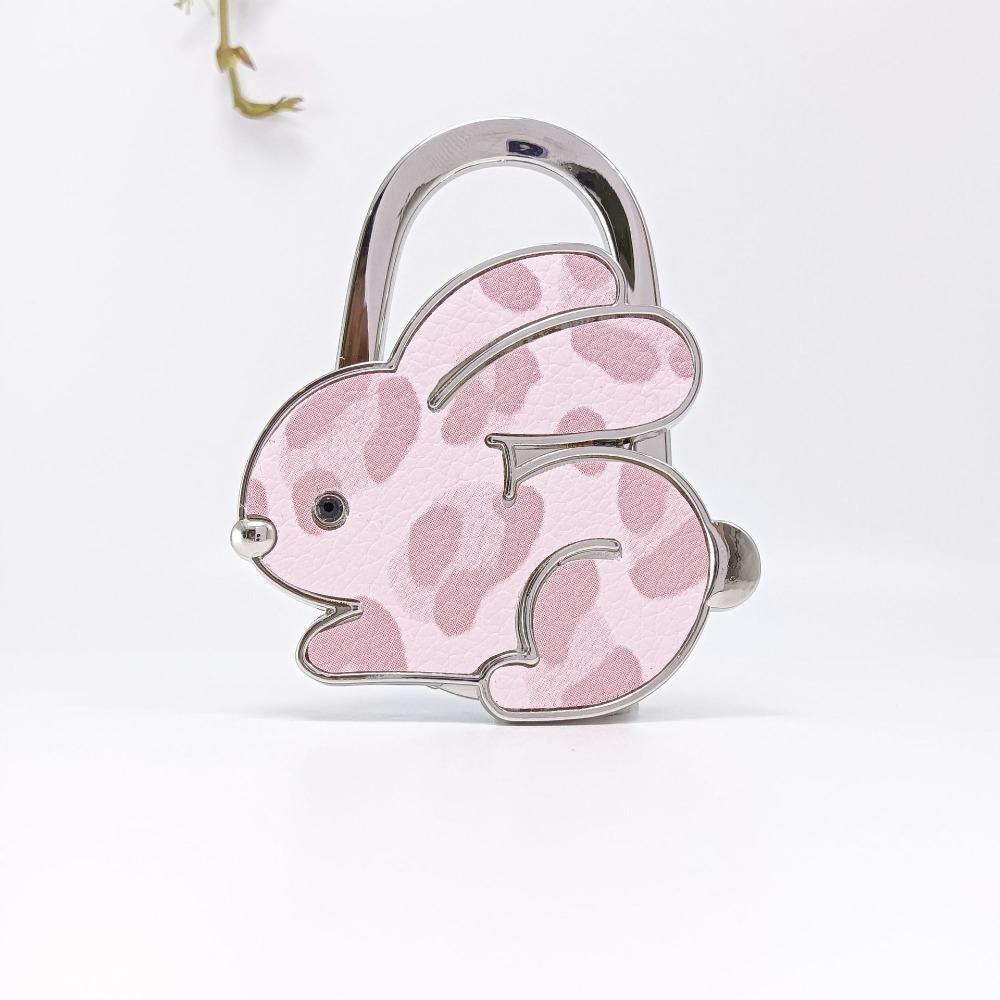 Rabbit Design Adhesive-Free Hooks Foldable Structure Cartoon Purse Hanger Portable Durable Handbag Hook for Women