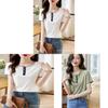 Tshirt Summer Casual Cotton Blend With Color Blocking Design Forwomen