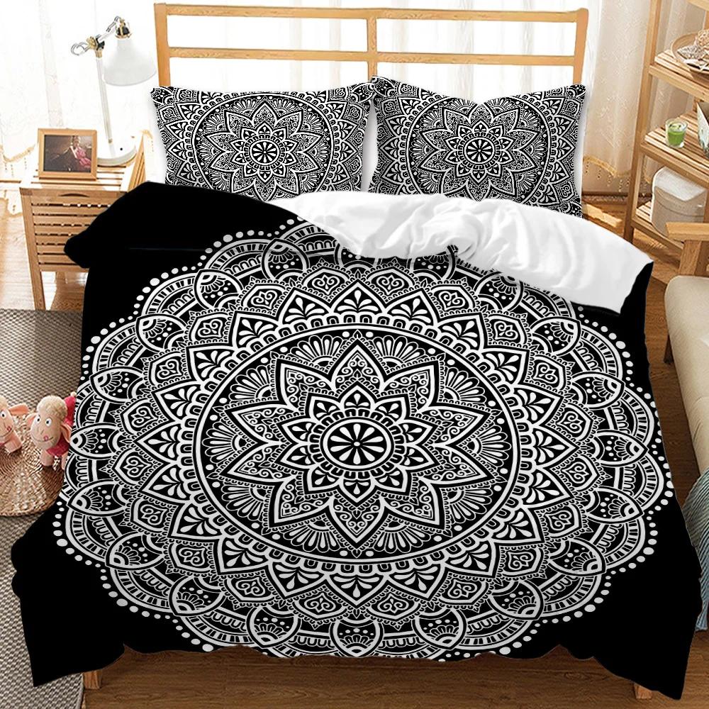 Комплект пододеяльников Mandala Elephant Boho Chic Hippie Twin Постельное белье Mandala Polyester Одеяло для взрослых Double Queen King Size