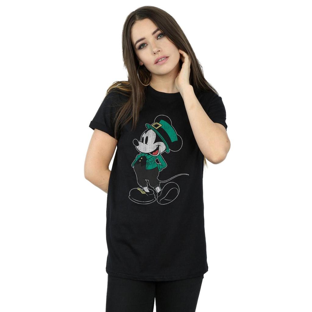 Disney Womens/Ladies Mickey Mouse St Patrick Costume Cotton Boyfriend T-Shirt