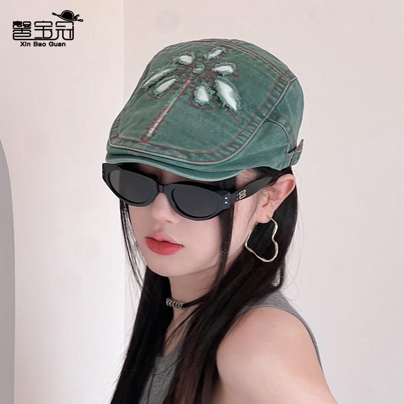 Весенне-летняя литературная беретка, британская ретро-ковбойская кепка, модная кепка с отверстием, открывающая лицо, маленькая кепка с козырьком, детская