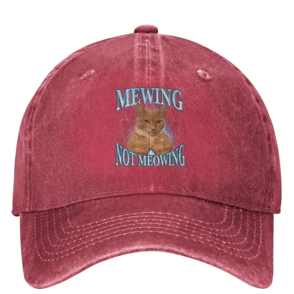 Mewing Not Meowing Funny Casual Baseball Cap Cat Meme Running Hippie Trucker Hat Sun Visor Men Adult Streetwear Baseball Caps