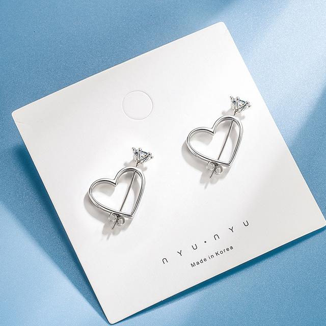 ANENJERY Модные серьги с вырезами в форме сердца для женщин, ювелирные изделия, серебряные серьги, помолвка, подарки для свадебной пары