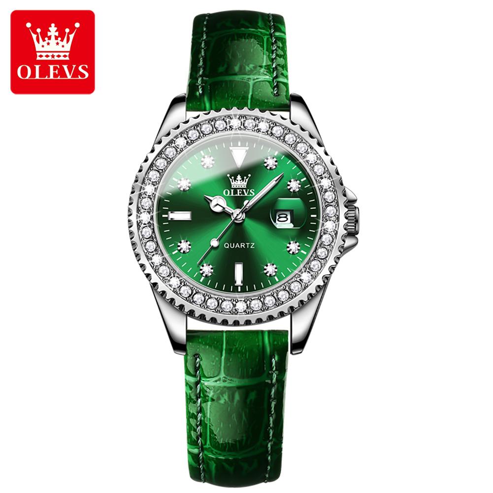 OLEVS Мужские часы Женские часы Зеленая вода Призрак Кварцевые часы Водонепроницаемые часы для пар