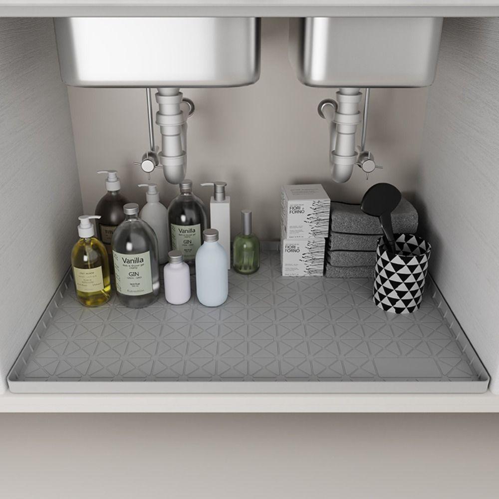 34" x 22" Under Sink Mat Silicone Waterproof Cabinet Liner Anti-fouling Heat Insulation Sink Protectors for Kitchen Bathroom