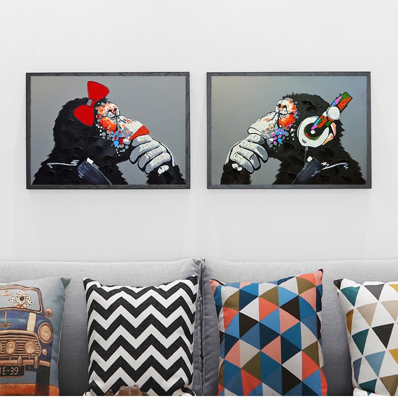 Обезьяна Наушники Музыка Мода Животное Весело Плакат Абстрактное Искусство