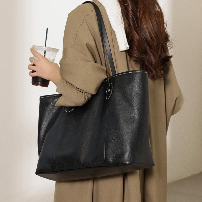 Сумка-тоут большой вместимости, женская сумка из натуральной кожи с верхним слоем из коровьей кожи, сумка премиум-класса через плечо и подмышку