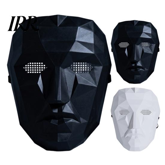 Adjustable Mask Halloween Geometric Mask, Polygonal Cool Party with Mesh Eyes, Unique Costume Black White Cosplay for Masquerade, Accessory Sharp Edge