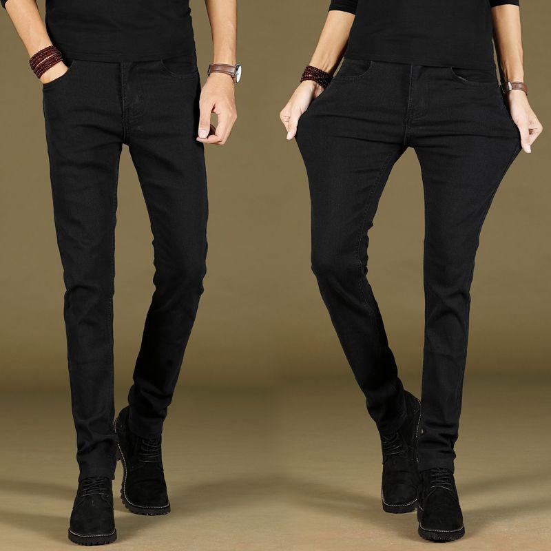 Мужские зимние бархатные узкие джинсы - эластичные узкие брюки Snowflake