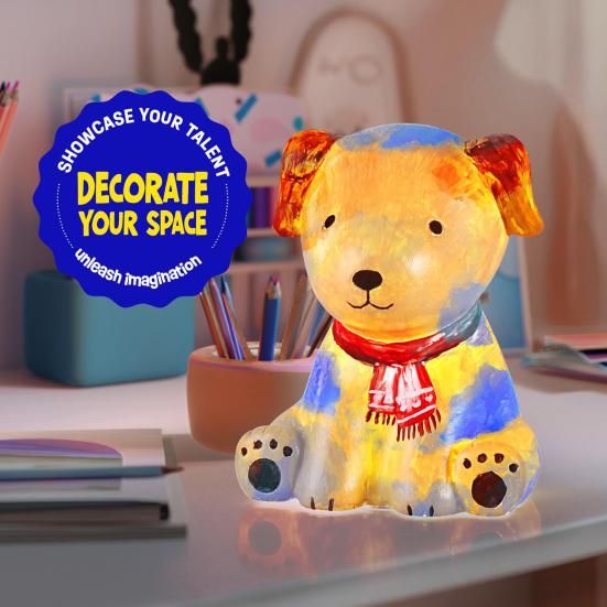 1 комплект, набор ламп Paint Your Own Dog с 12 цветами, пигментами, палитрой, кистью, фартуком, для детей, сделай сам, цветная живопись, щенок, ночник, обучающая игрушка, поделки