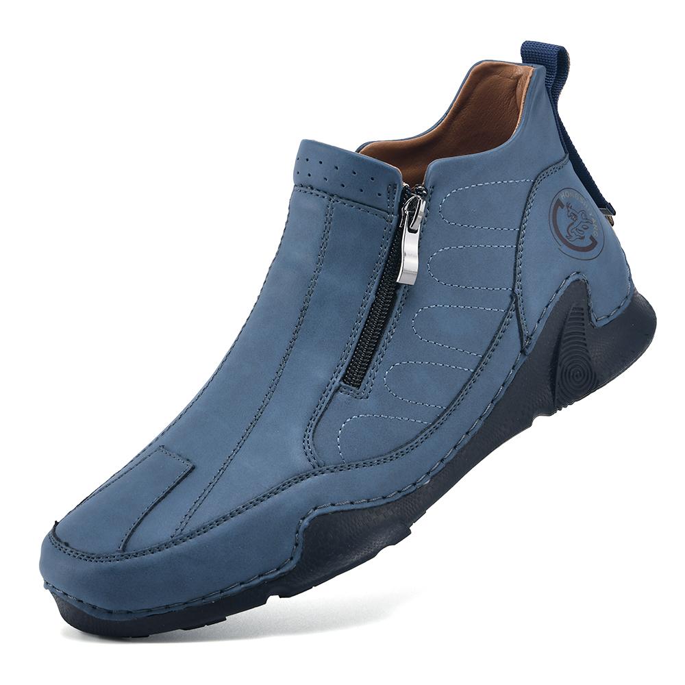 Модный бренд Мужские дышащие повседневные кожаные туфли на мягкой подошве Мода Весна Новый стиль Мужские удобные повседневные туфли на молнии сбоку «Осьминог»