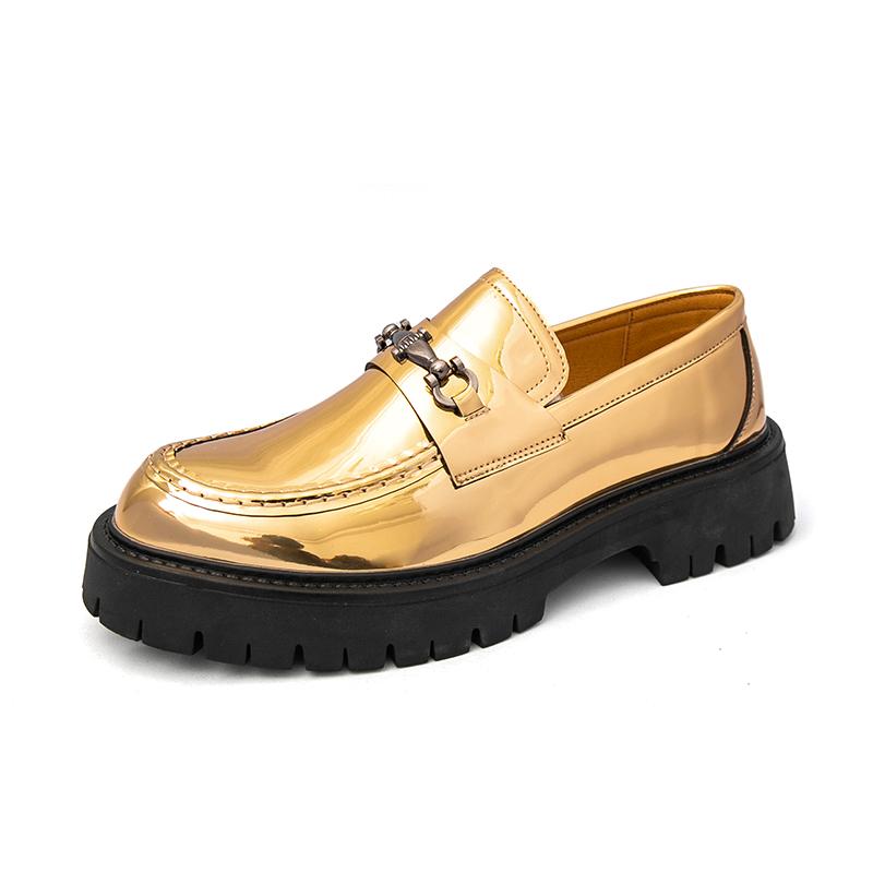 Fashion Golden Thick Soled Metal Buckle Loafers Brand Luxury Men Casual Driving Designer Thick Soled Oxford Shoes Wedding Dress Shoes