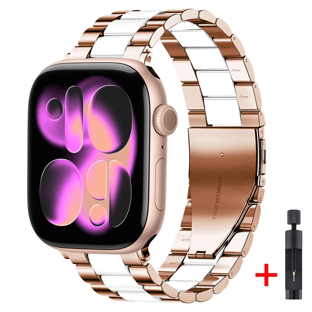 Металлический ремешок для Apple Watch 46мм 42мм 45мм 44мм 40 41мм Ultra 3 2 1 49мм Модный браслет iWatch Серии 11 10 9 8 7 6 5 SE3