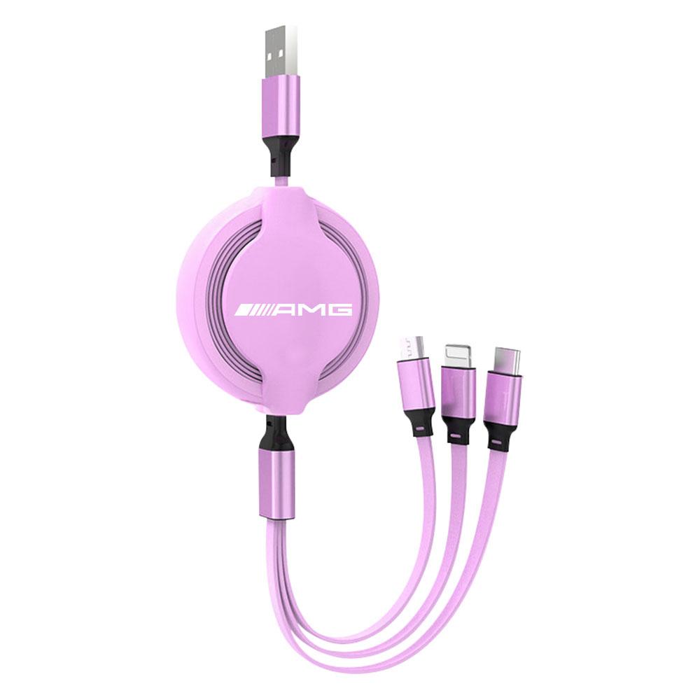Car Phone Charger Fast Wire Charging Cable Three-head Data Cable For Mercedes Benz AMG C180 C200 E260 E300 ML350 W230 W204 W205 ZI2