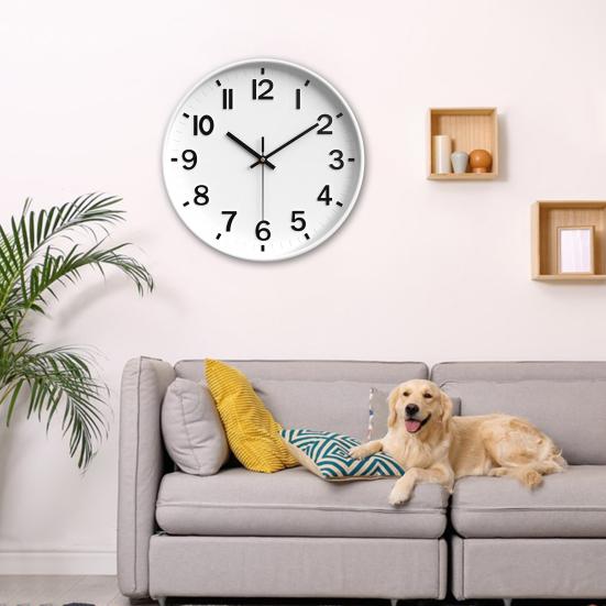 Wall Clock Quartz Movement Clear Display Large 3D Numbers Silent Operation Battery-Powered Non-Ticking Clock