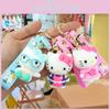Милый брелок для ключей машины Hello Kitty, очаровательный резиновый кулон, стильный мультяшный шарм для женщин
