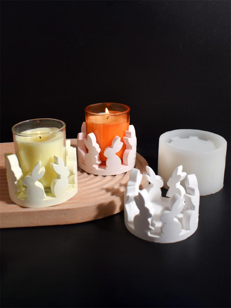 Пасхальные силиконовые формы в виде кролика с прорезями, сделай сам, подставка для стаканчиков для чайных свечей, форма для гипса, алебастра, цемента, бетона, форма для украшения дома