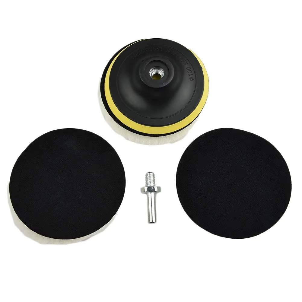 5pcs 4 Inch Flocking Sanding Disc Hook and Loop Backing Buffing Pads Wool Polishing Wheel for Electric Drill Polisher