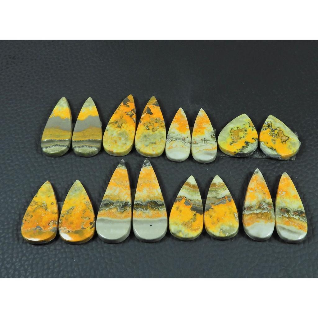 Natural Bumble Bee Jasper Matched Pair Pear Cabochon Gemstone 08 Pair Lot C-3525