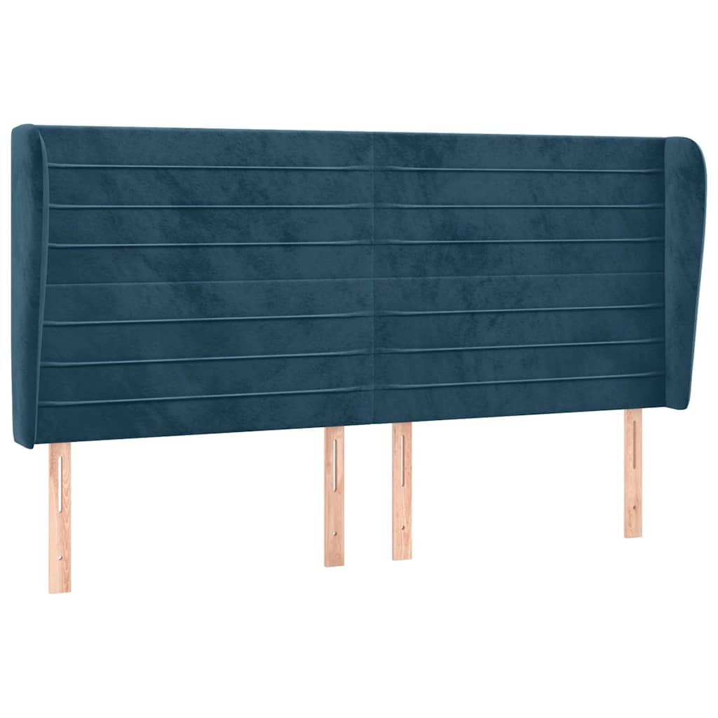 Headboard with Wingback Dark Blue 163 x 23 x 118 128 cm Velvet