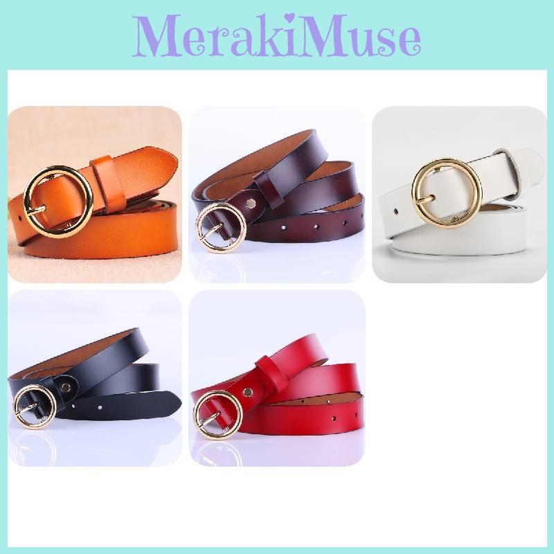 Модный винтажный женский кожаный ремень из натуральной коровьей кожи с круглой пряжкой для стильных нарядов и повседневной носки