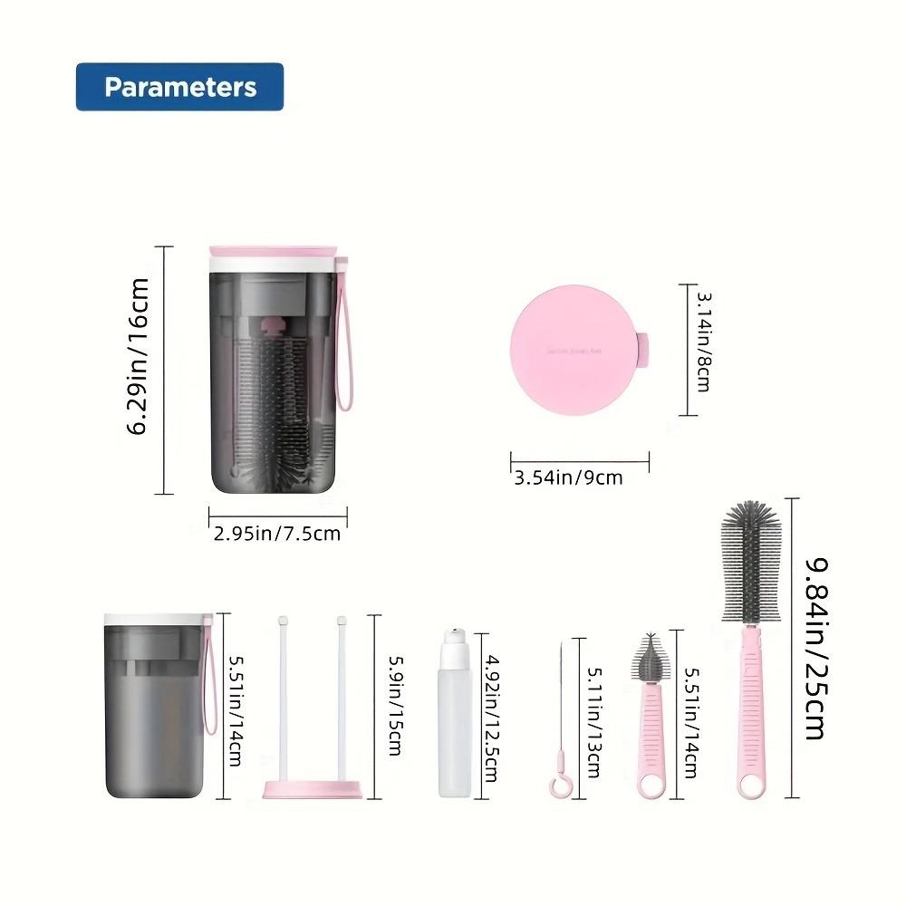 Портативный набор для чистки детских бутылочек с силиконовой щеткой для сосок, материал ПП, магнитная сушилка, стандартный калибр, сделано в материковом Китае