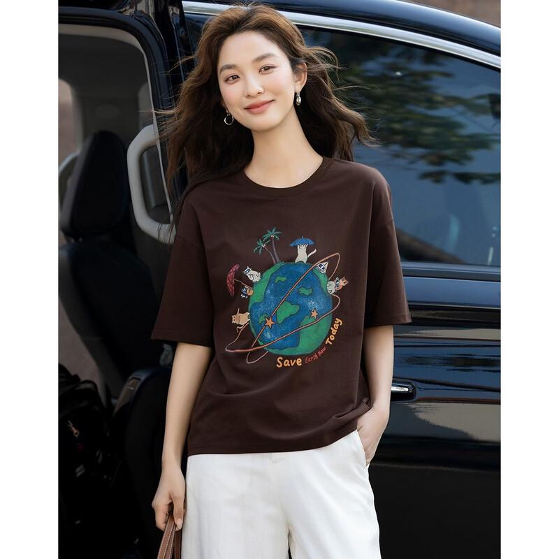 Demana Women's Eco-Print Loose Fit T-shirt