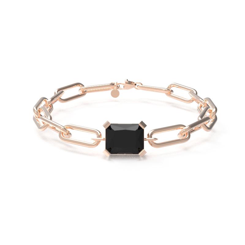 Custage Heritage Black Emel Cut Main Chain Bracelet